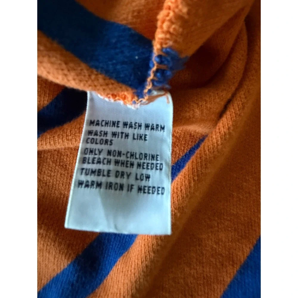 Polo Ralph Lauren Mens Large Orange Blue Striped Short Sleeve Pique Polo Shirt